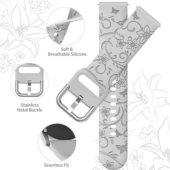3 Pack Flower Engraved Bands Compatible with Samsung Galaxy Watch FE/6/5/4 Band